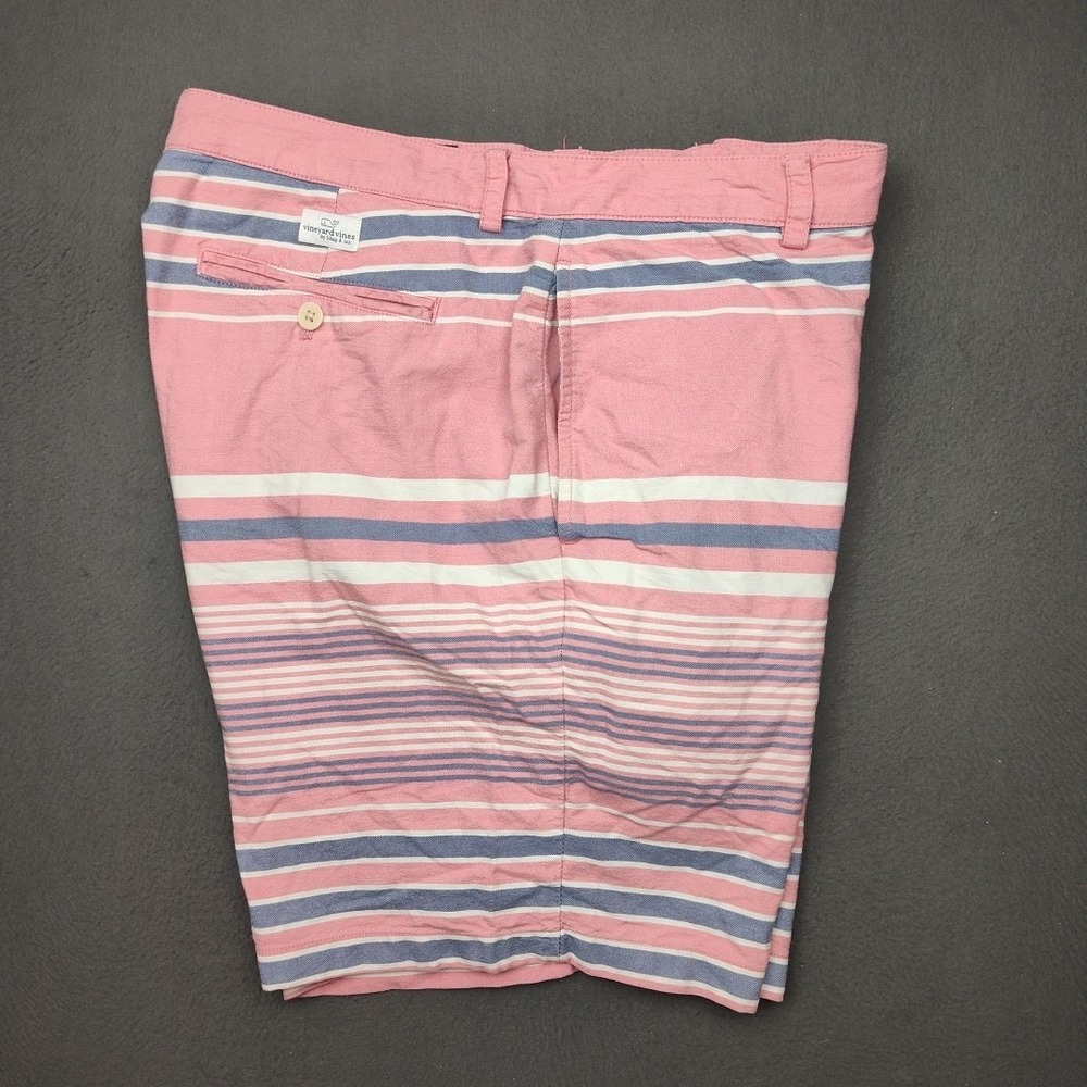 Vineyard Vines Shorts Mens 36 Pink 8" Stripe Chino Flat Front Cotton School Work